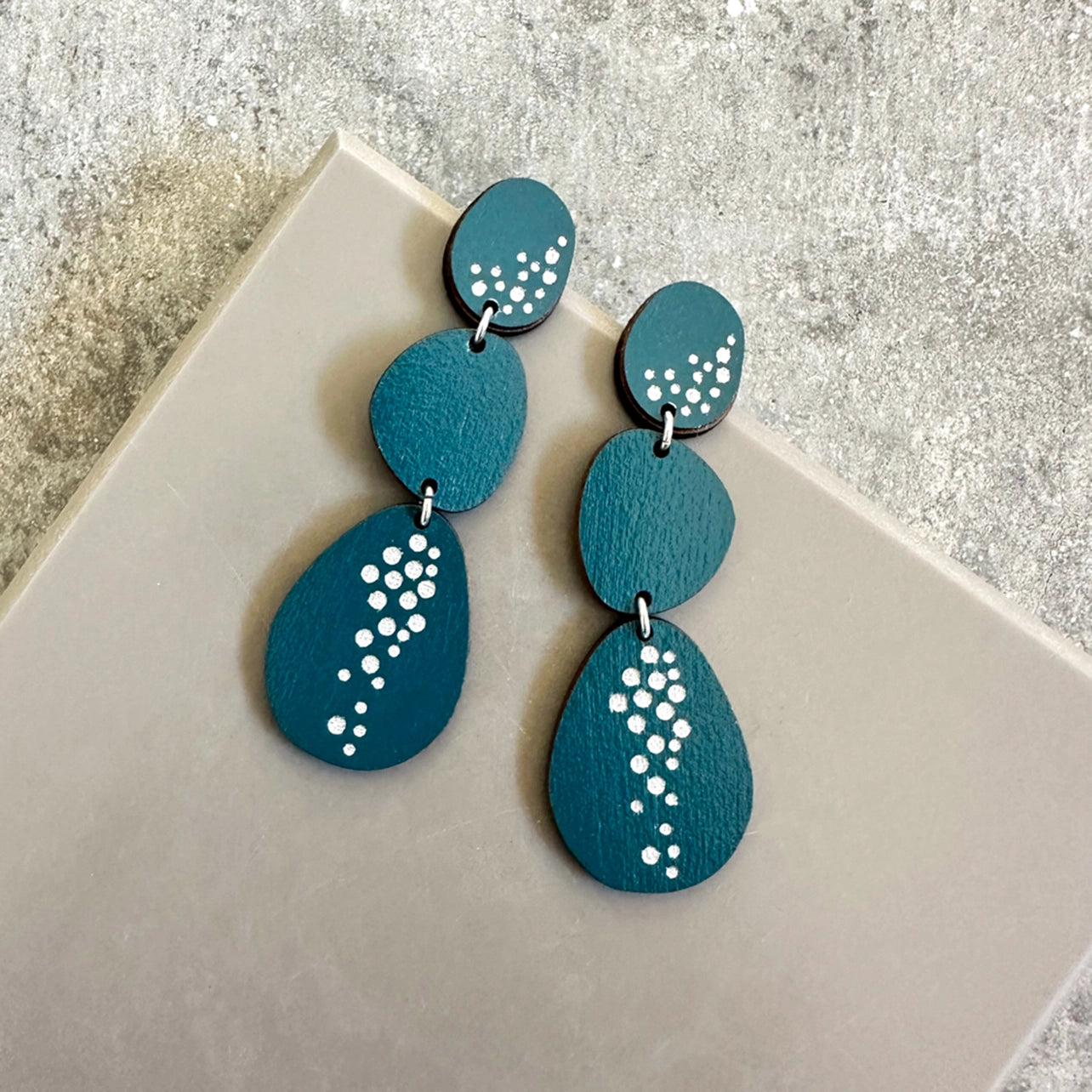 Galaxy Statement Earrings-Teal-Medium Post