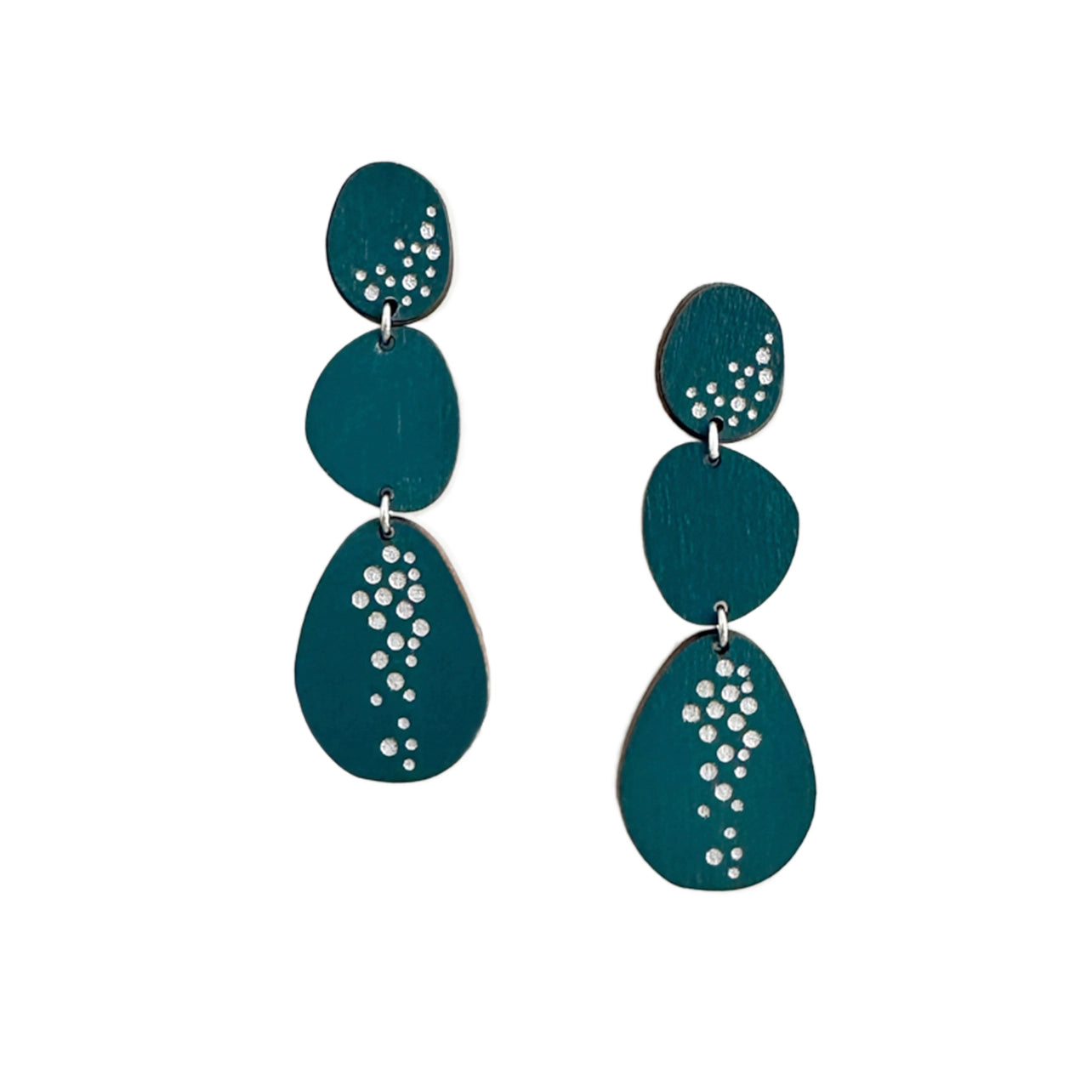 Galaxy Statement Earrings-Teal-Medium Post