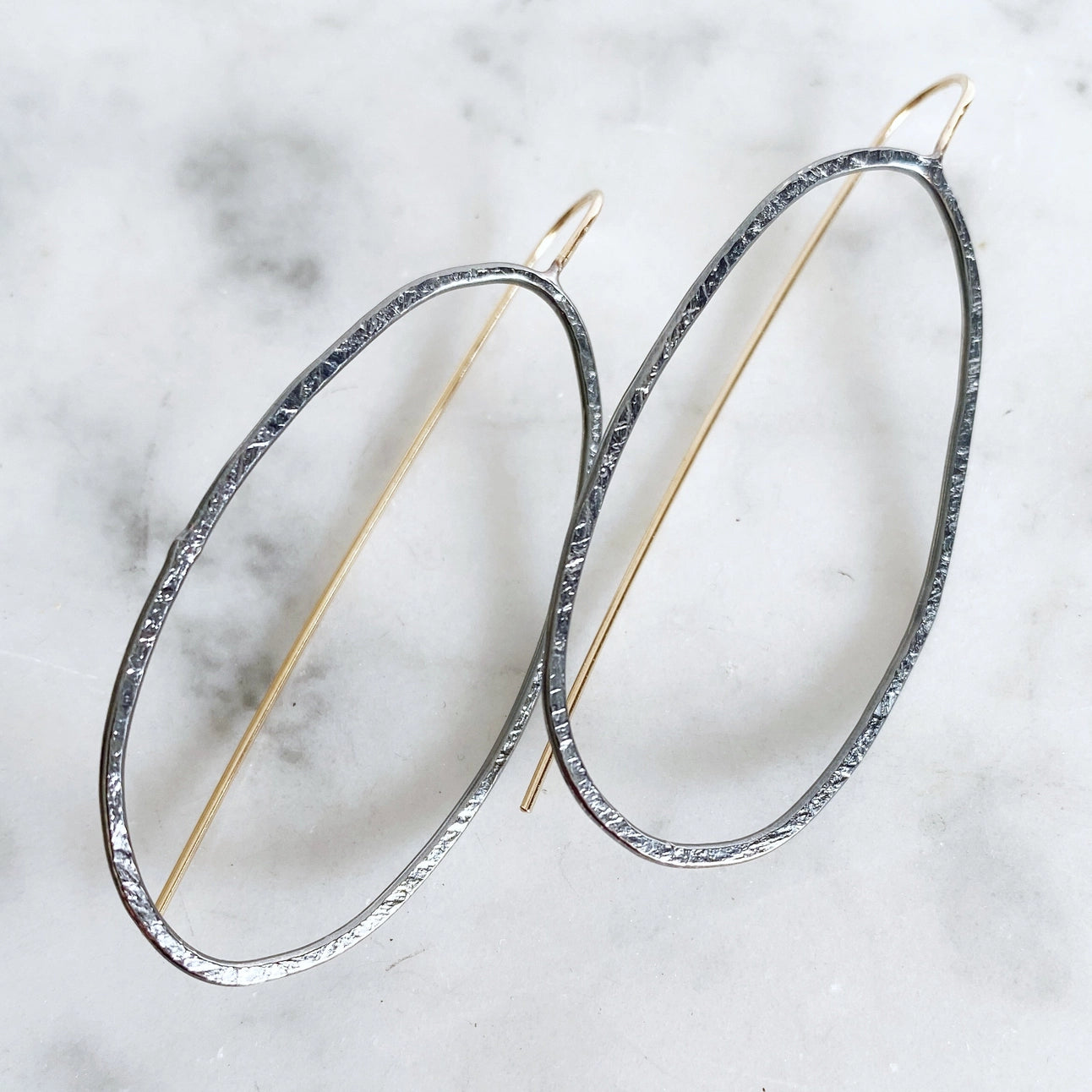 Clara Drop Earring-Oxidized Silver with 14k Gold Fill-Medium Ear Wire