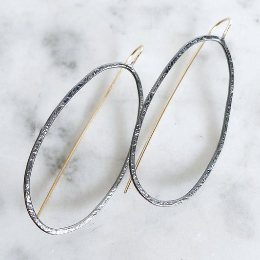 Clara Drop Earring-Oxidized Silver with 14k Gold Fill-Medium Ear Wire