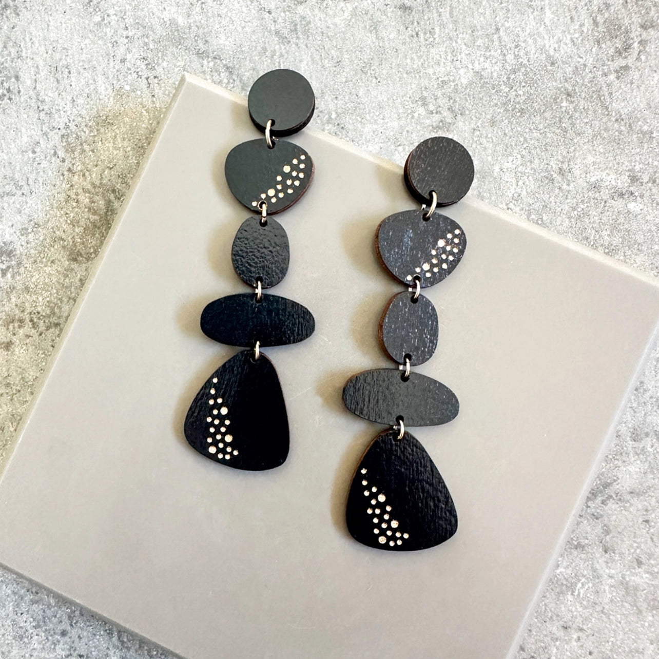 Galaxy Statement Earrings-Black-Long Post